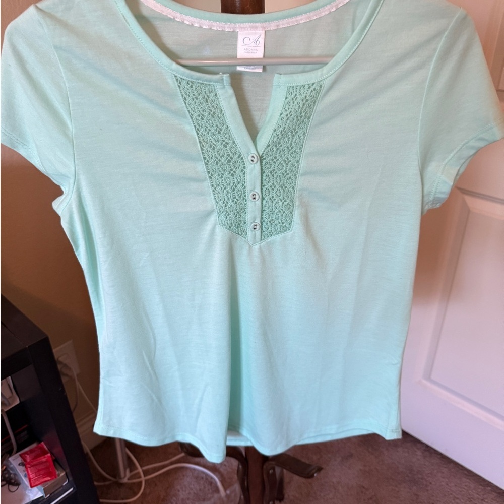 women’s sleepwear- aqua/ Mint green tshirt- size small